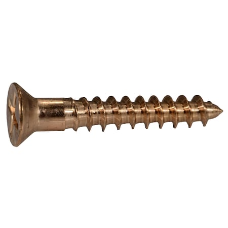 Midwest Fastener Wood Screw, #10, 1-1/4 in, Bronze Steel Flat Head Phillips Drive, 4 PK 931002